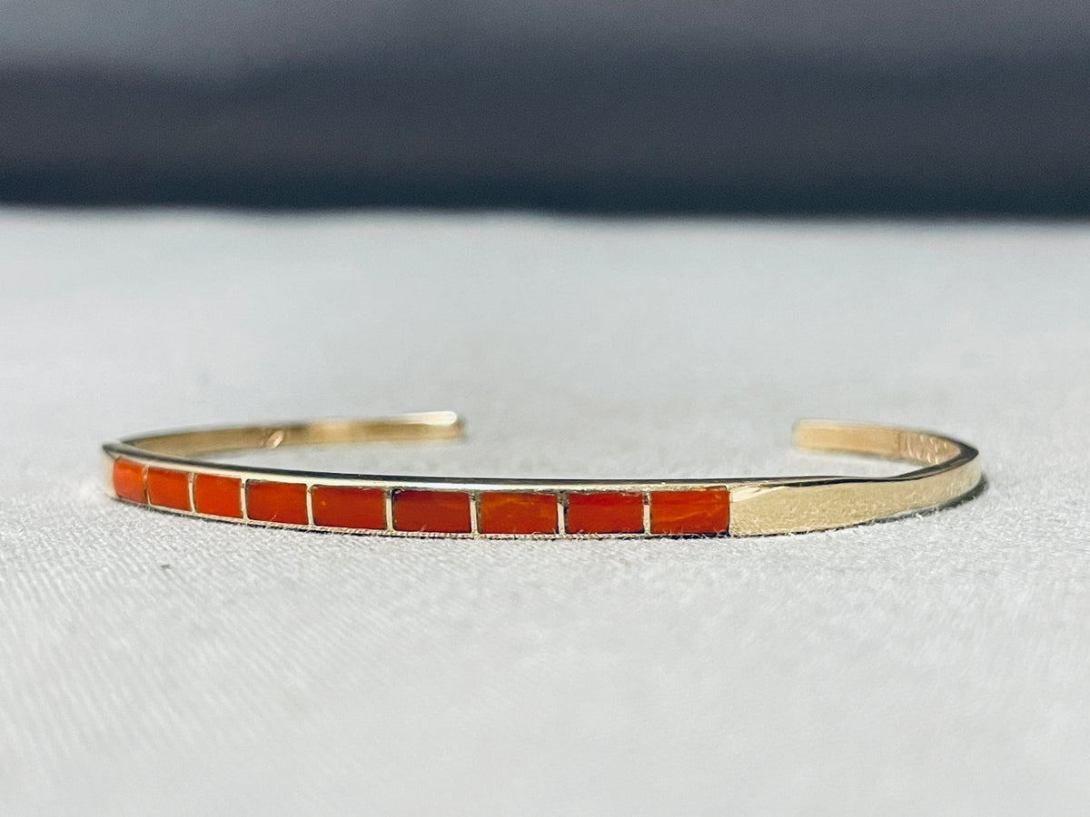 Vintage 2024 14K Coral Wooden Bangle