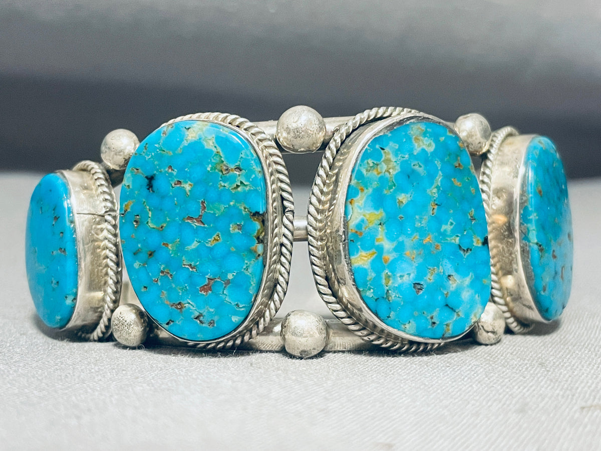 Sturdy Vintage Native American Navajo Turquoise Sterling Silver Bracel ...