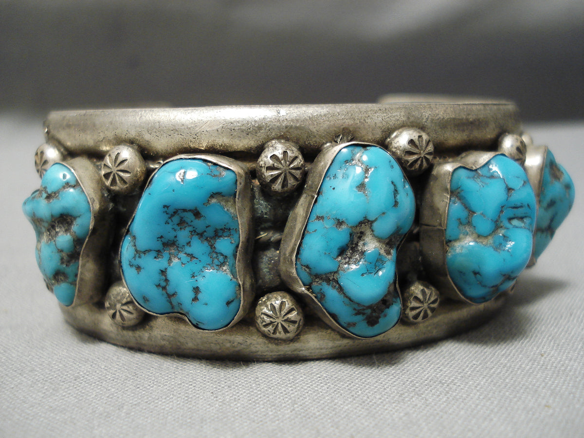 Heavy Thick Sturdy Vintage Native American Navajo Spiderweb Turquoise ...