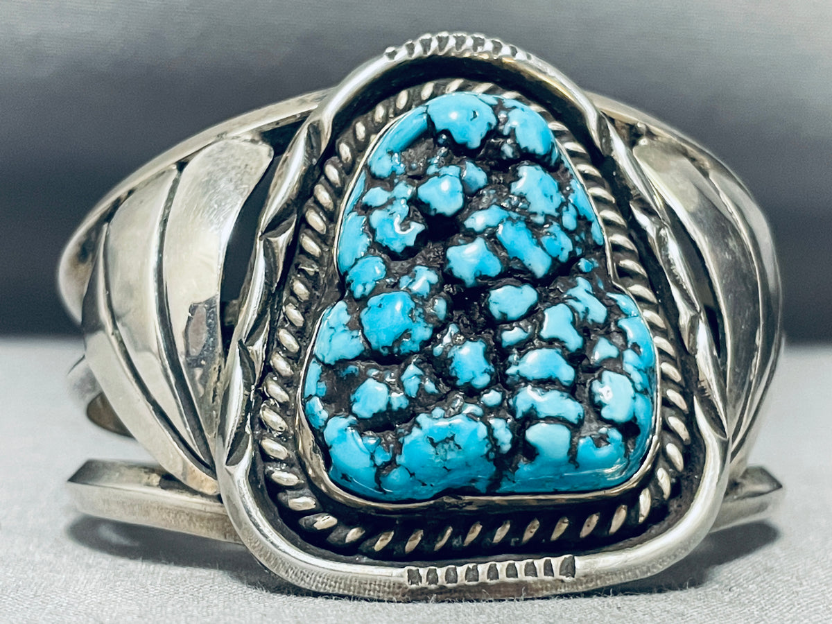 Seafoam Turquoise Vintage Native American Navajo Sterling Silver Brace ...