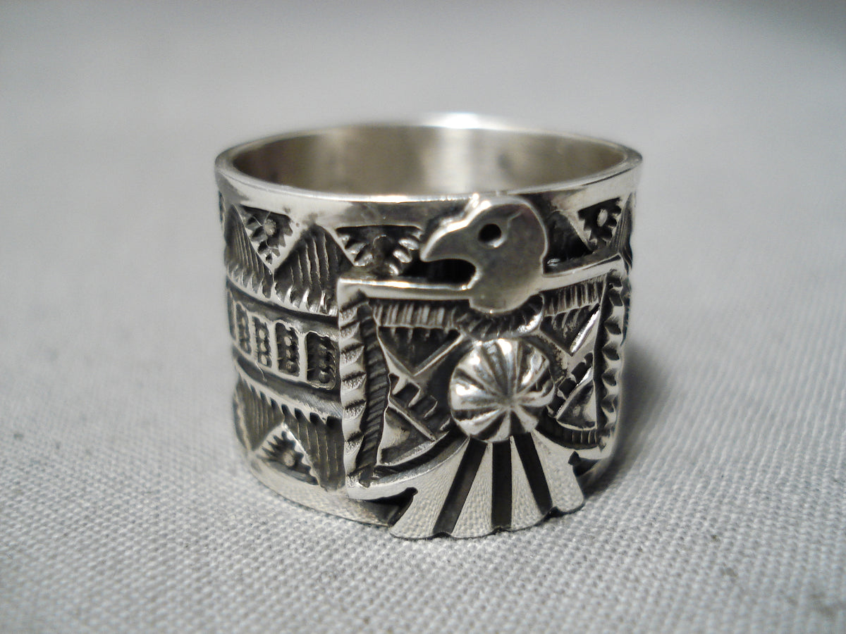 Important Vintage Navajo Sterling Silver Thunderbird Ring Native