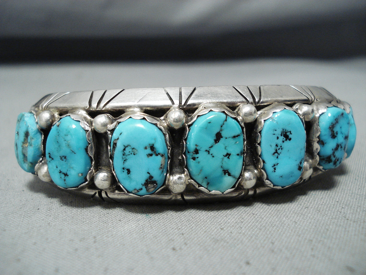 Dynamic Vintage Native American Navajo Kingman Turquoise Sterling Silv ...