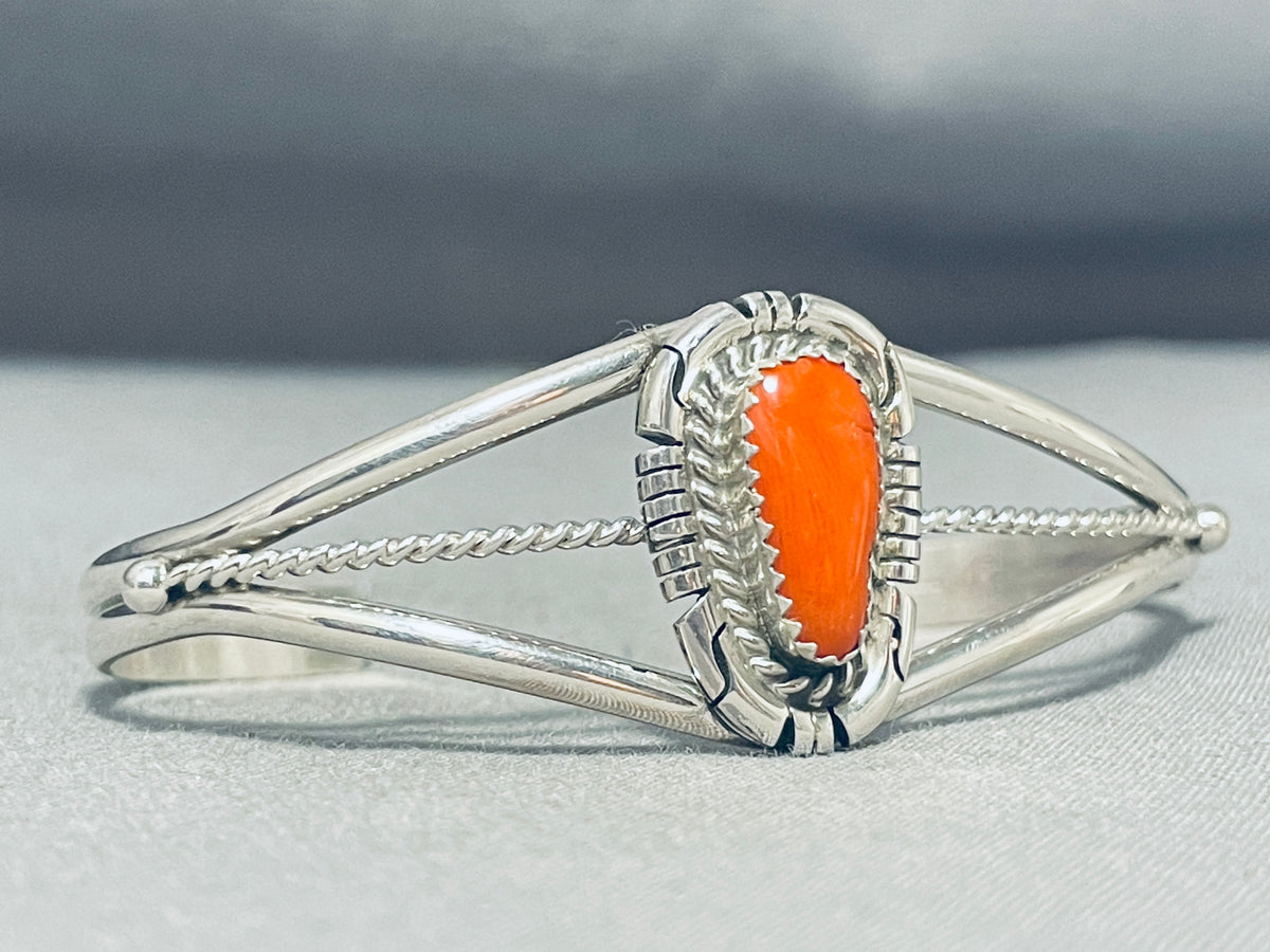 Radiant Native American Navajo Coral Sterling Silver Bracelet – Nativo Arts