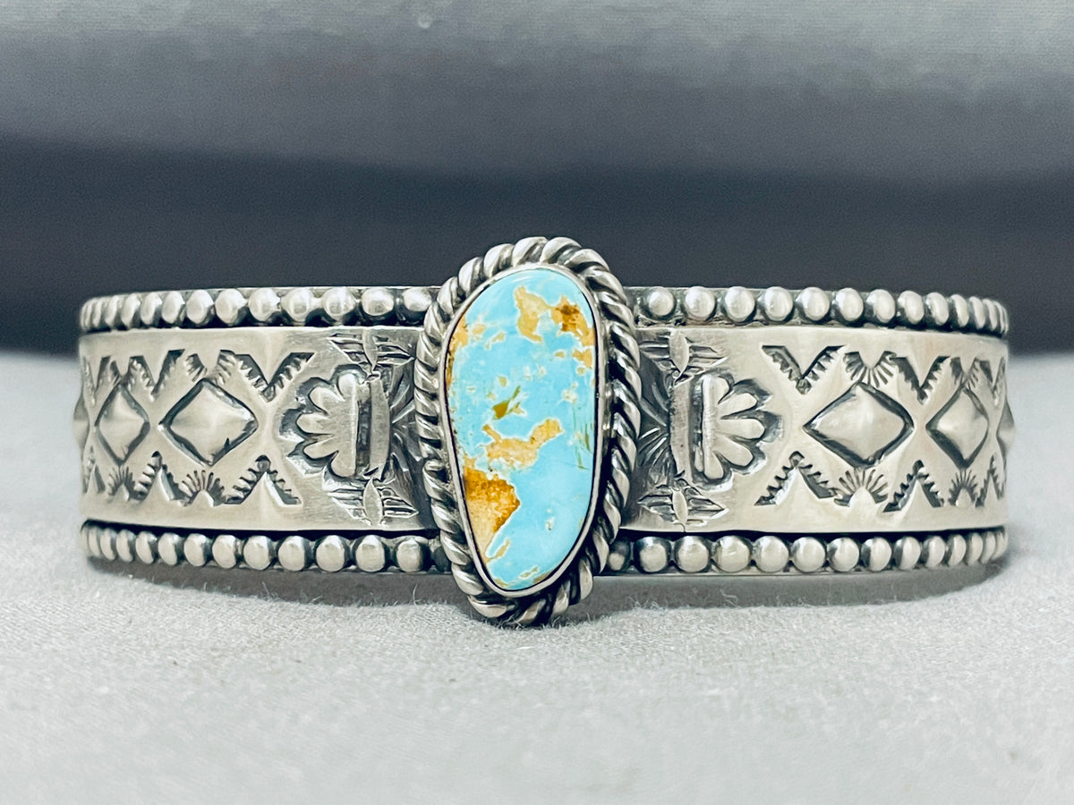 Jeff James Native American Navajo Signed 8 Turquoise Sterling