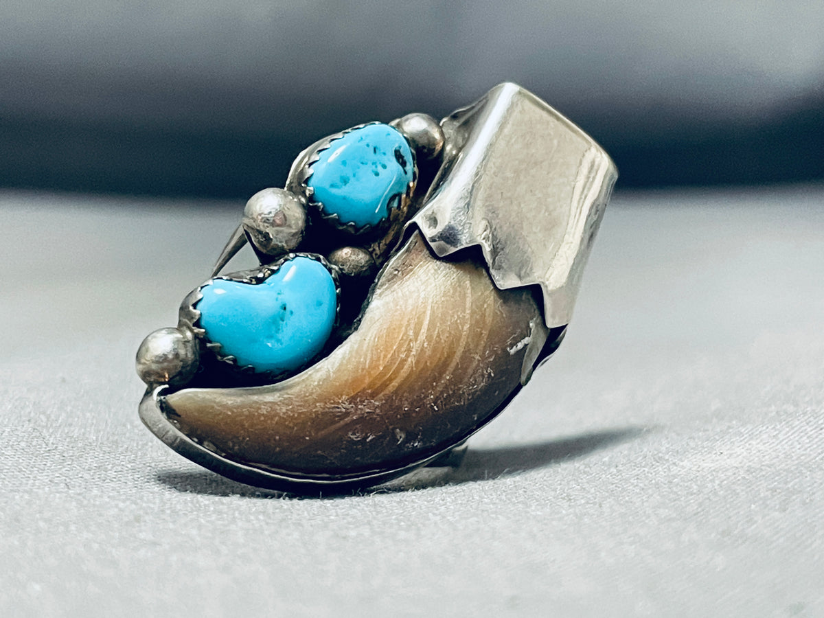 Big Signed Native American Navajo Turquoise Sterling Silver Ring ...