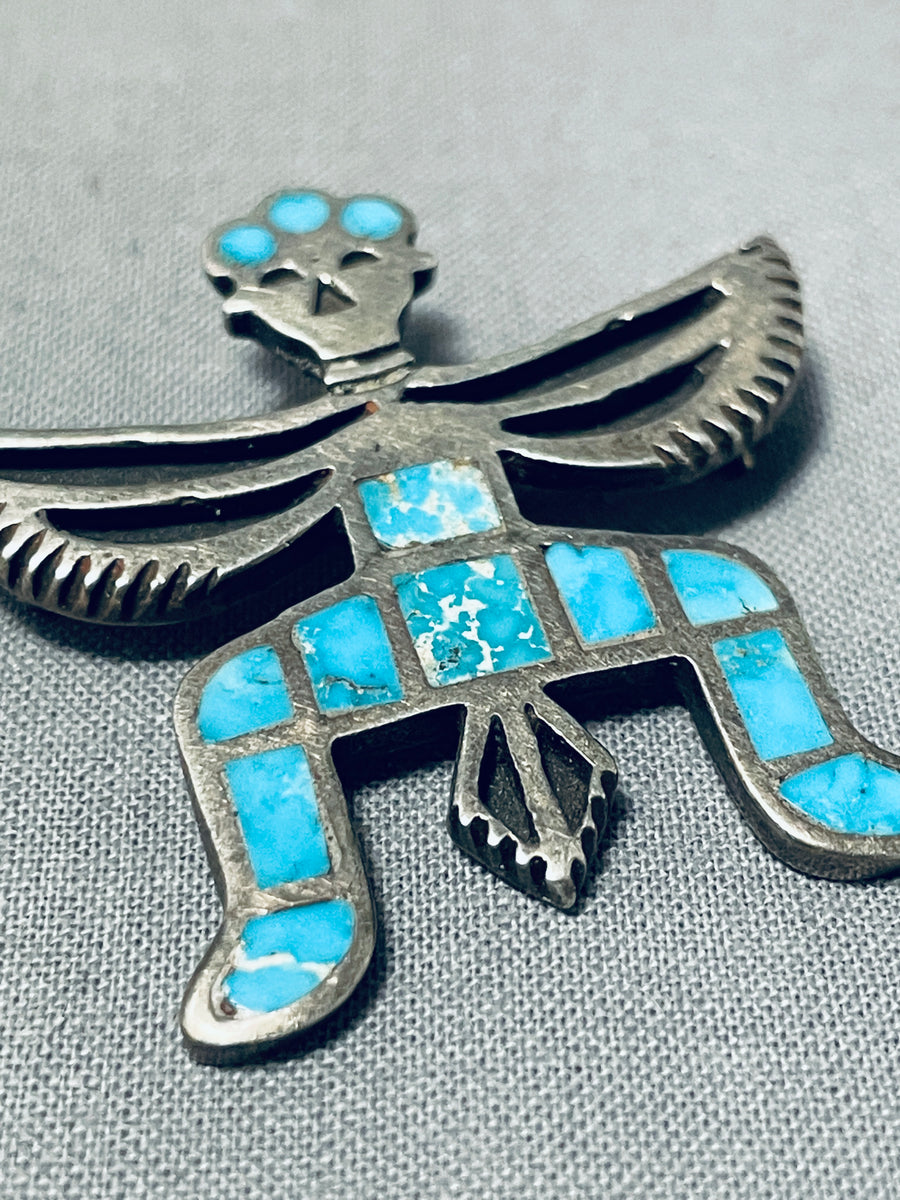 Vintage antique indian tribal silver selling brooch turquoise