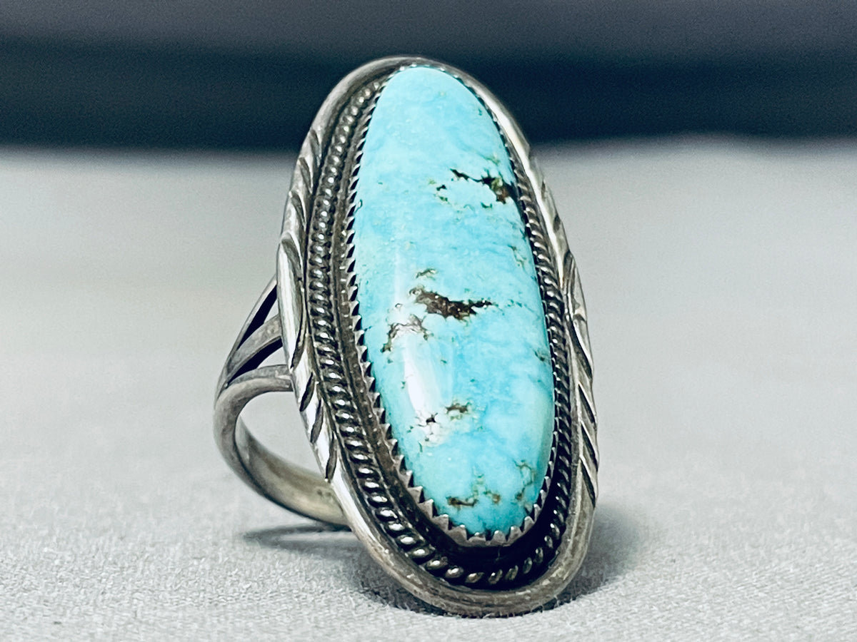 Colossal Vintage Native American Navajo Blue Diamond Turquoise Sterlin ...