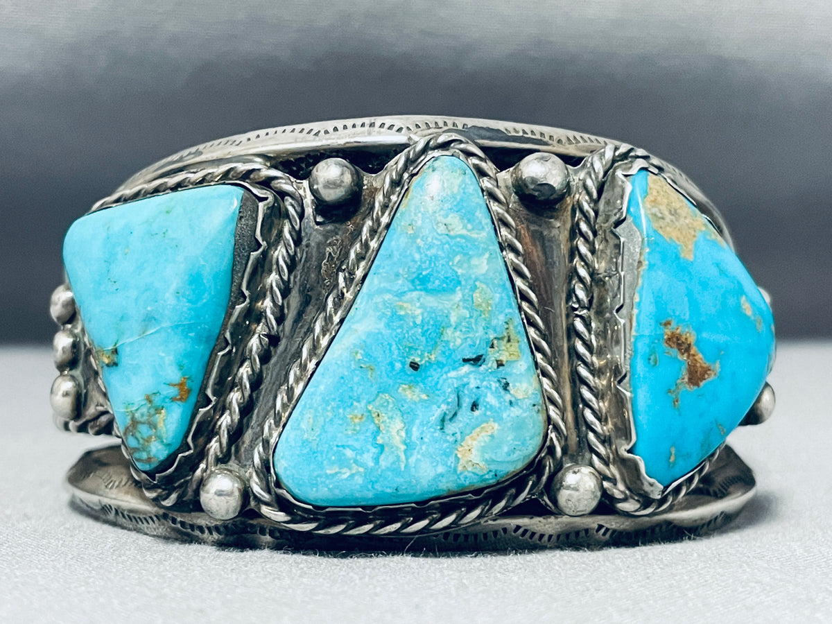 Museum Vintage Native American Navajo Kingman Turquoise Sterling Silve ...