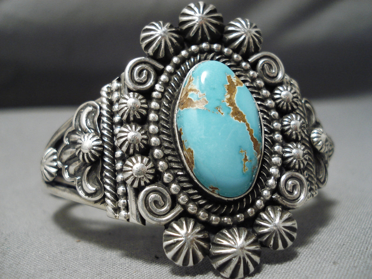 Exquisite Vintage Native American Navajo #8 Turquoise Sterling