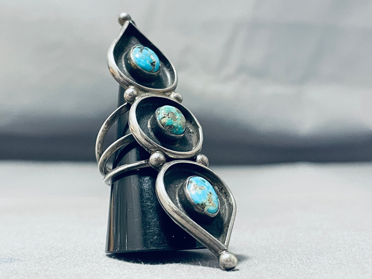 Fabulous Vintage Native American Navajo Kingman Turquoise Sterling Sil ...