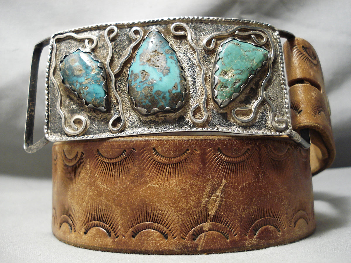 Navajo western style belt.37.5”L x 2” turquoise & brown soft upcycled belt. Adj Vintage Navajo Silver and Turquoise Concho Belt – The Gordon  main image 4
