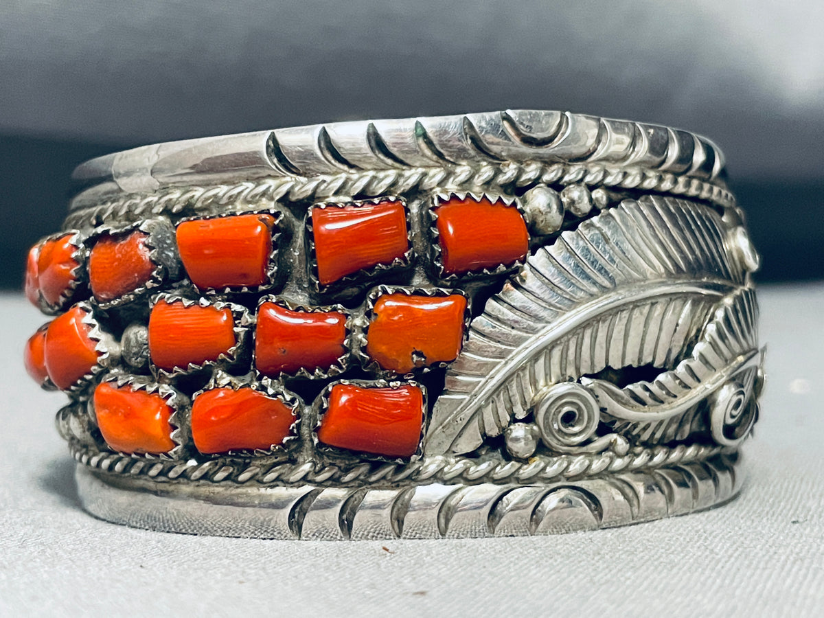 Best Fan Platero Vintage Native American Navajo Chunky Coral