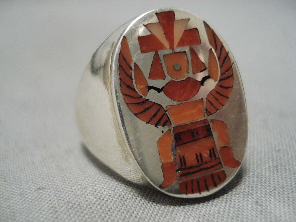 Important Harlan Coonsis Coral Bird Zuni Sterling Silver Native