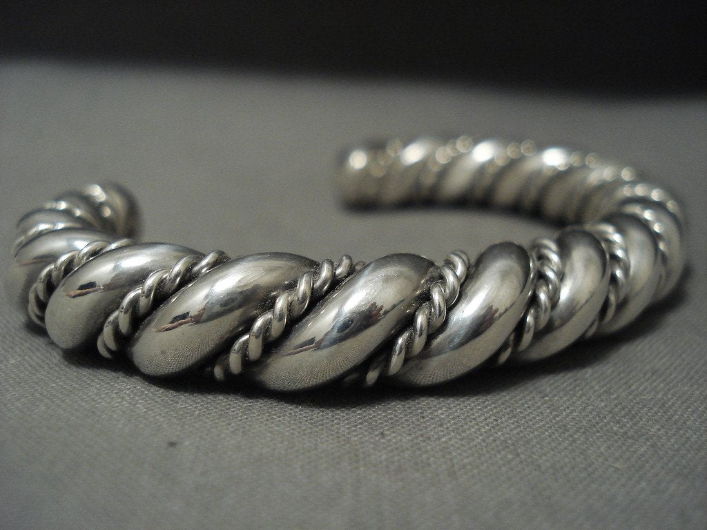 Heavy Heavy! 88 Gram Twisted Sterling Native American Jewelry Silver Coiled  Bracelet Old