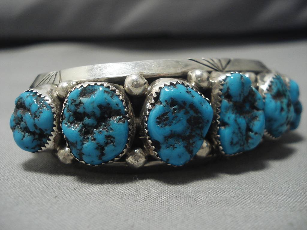 Heavy Heavy!! Vintage Native American Navajo Turquoise Sterling Silver ...