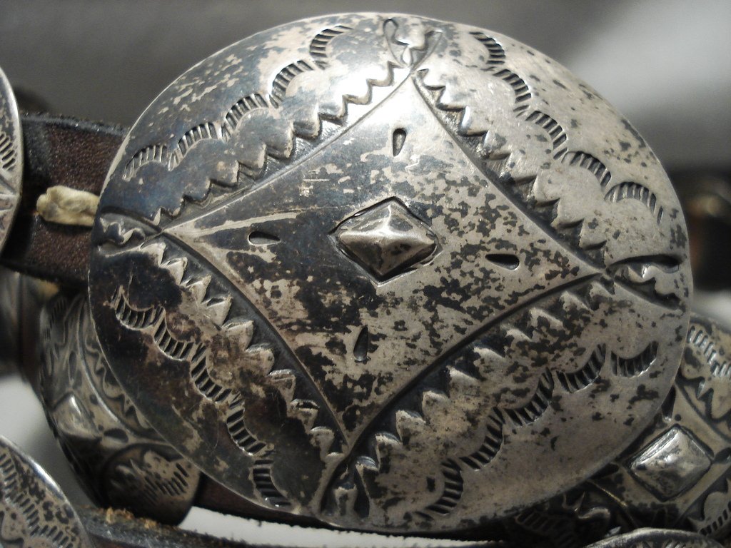 Heavy Patina/tarnish Hand Hammered Vintage Navajo Sterling  display picture 2