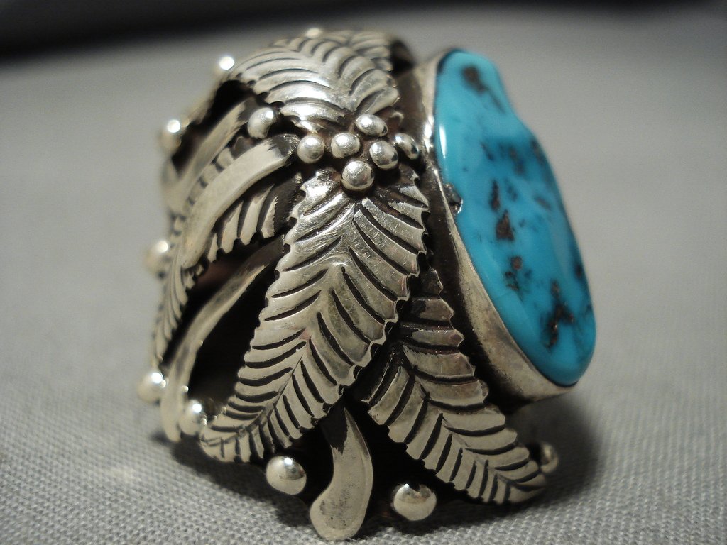 Huge Huge!! Vintage Navajo Turquoise Sterling Silver Native American R ...