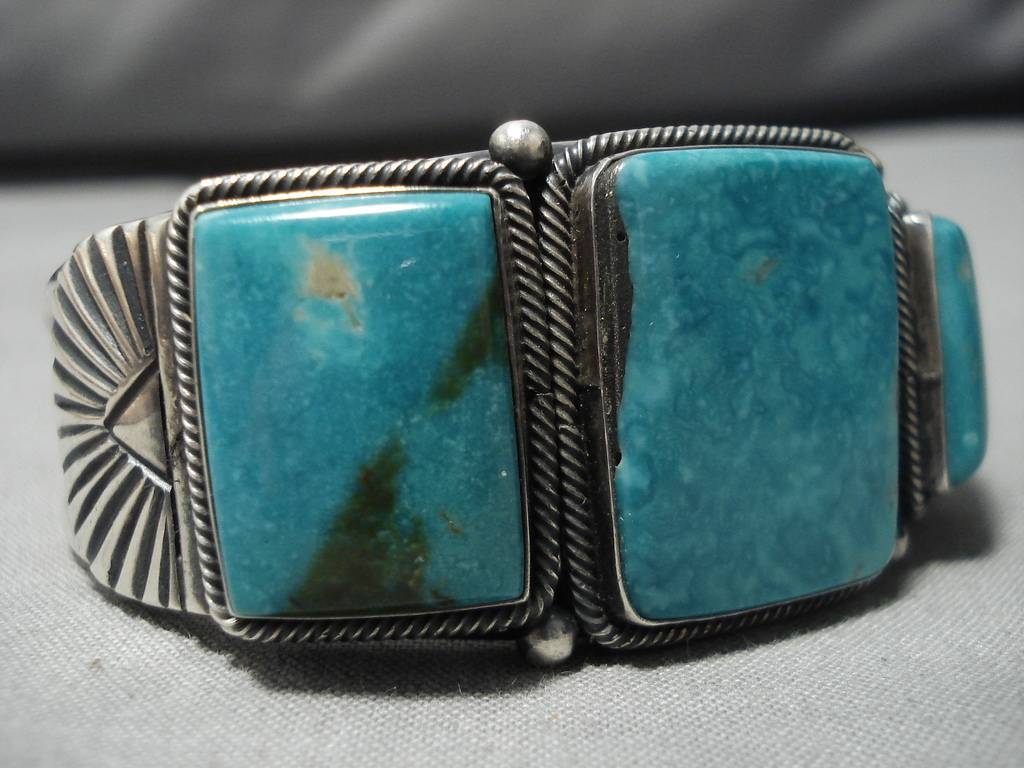 Incredible Vintage Navajo Sterling Silver Native American Turquoise Br ...