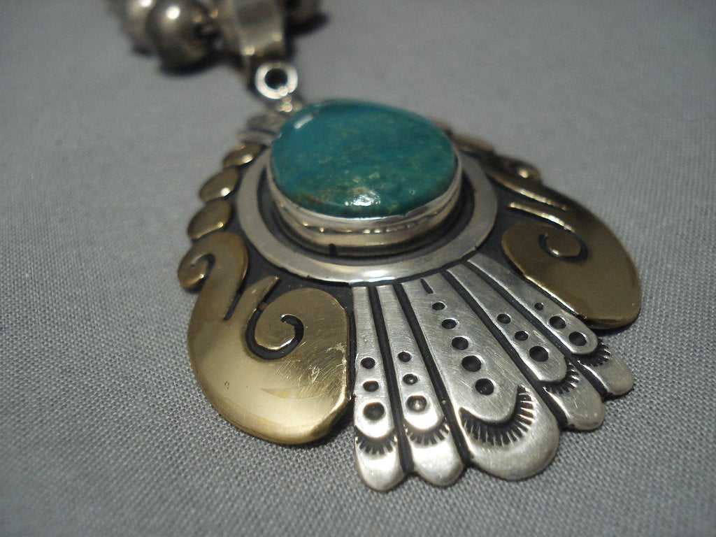 Marvelous Vintage Navajo Native American Jewelry jewelry Gold Sterling  Silver Tommy Singer Thomas Necklace