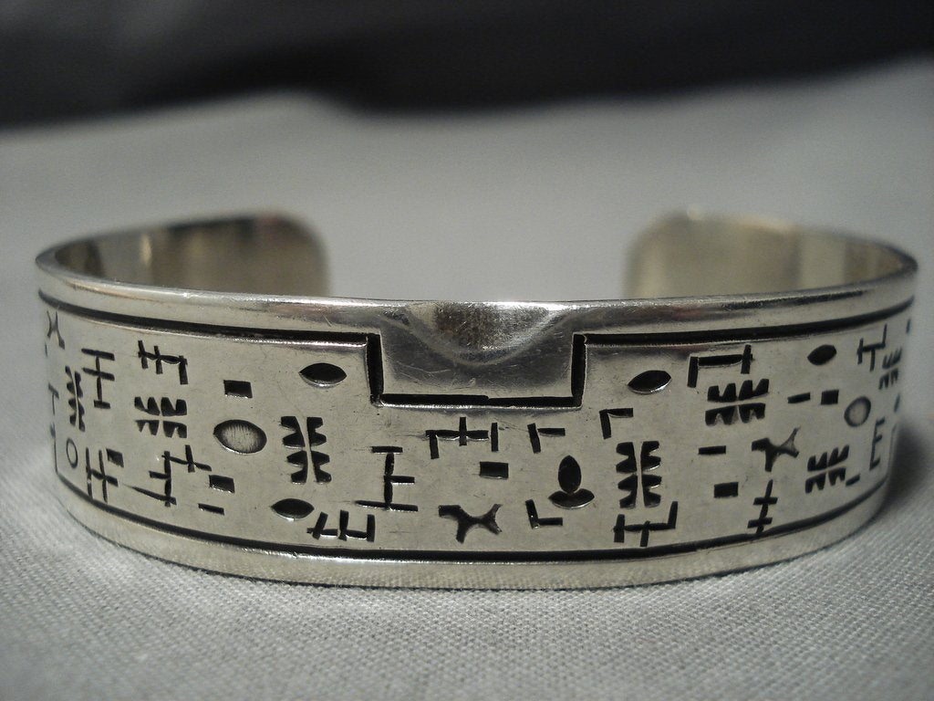 Night Scene Navajo Bracelet with Petroglyphs