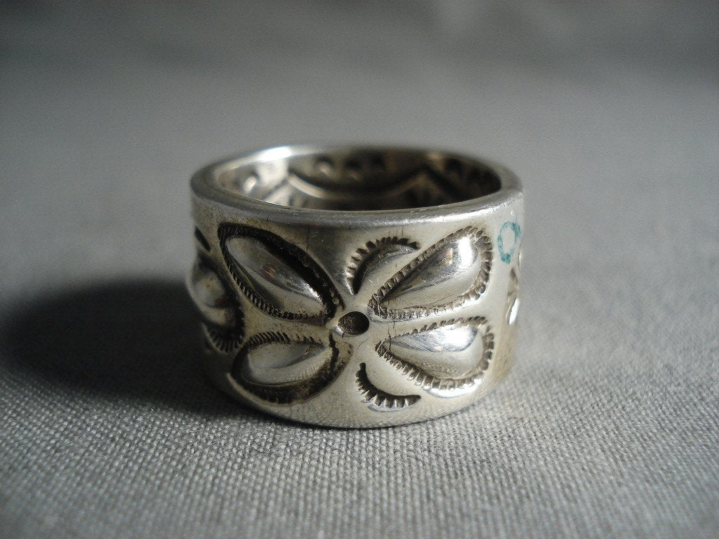 One Of The Most Famous Navajo Stamp Artists- Ray Adakai Native American  Jewelry Silver Ring
