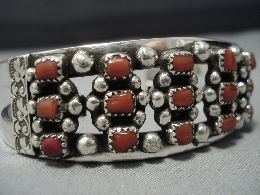 Stunning Vintage Native American Jewelry Navajo Coral Sterling Silver ...