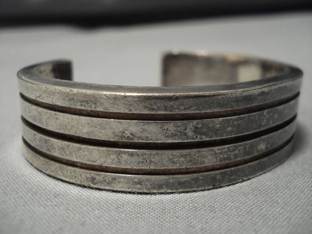 Thick And Heavy!! Vintage Navajo Sterling Silver Native American Brace ...
