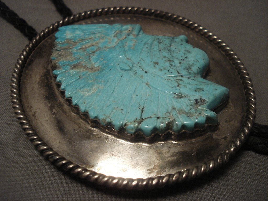 Xxl Xxl Vintage Navajo #8 Turquoise Indian Head Native American