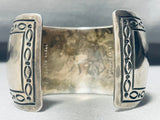 Important Vintage Native American Navajo Rosco Scott Walking Bear Sterling Silver Wide Bracelet-Nativo Arts
