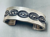 Heavy 119 G Deep Stamp Sterling Silver Vintage Native American Navajo Bracelet