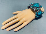 One Of Most Unique Vintage Native American Navajo Spiderweb Turquoise Sterling Silver Bracelet-Nativo Arts