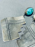 One Of The Most Unique Ever Vintage Native American Navajo Turquoise Sterling Silver Earrings-Nativo Arts