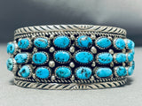 Native American Tremendous Vintage Signed Hopi 33 Morenci Turquoise Sterling Silver Bracelet-Nativo Arts
