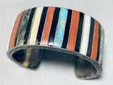 Smooth Surface Technique!! Vintage Navajo Turquoise Inlay Sterling Bracelet-Nativo Arts