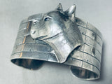 Dog Lover!! Extremely Detailed Vintage Southwest Sterling Silver Bracelet Cuff-Nativo Arts