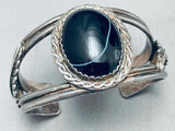 One Of The Best Vintage Native American Navajo Domed Onyx Sterling Silver Bracelet-Nativo Arts