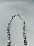Big Beads! Vintage Native American Navajo Sterling Silver Hand Tooled Necklace Old-Nativo Arts