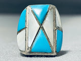 One Of The Best Vintage Native American Navajo Turquoise Pearl Sterling Silver Ring-Nativo Arts