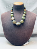 Big Chunky Vintage Native American Navajo Green Turquoise Sterling Silver Necklace-Nativo Arts