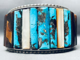 One Of The Best Ever Vintage Native American Navajo Turquoise Inlay Sterling Silver Bracelet-Nativo Arts