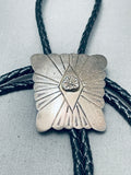 Traditional Vintage Native American Navajo Sterling Silver Handcarved Bolo-Nativo Arts