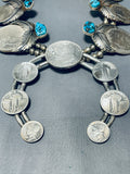 500 Grams!!!! Native American Navajo Turquoise Sterling Silver Squash Blossom Necklace-Nativo Arts