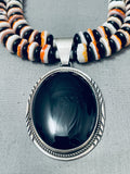 Herm Lee Best Vintage Navajo Shell Jet Sterling Silver Necklace-Nativo Arts