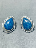 Best Vintage Native American Navajo Denim Lapis Sterling Silver Earrings-Nativo Arts