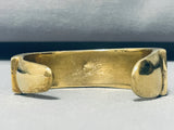 Rare Vintage Bronze Bear Vintage Turquoise Lapis Inlay Bracelet 5.5 Inch Wrist-Nativo Arts