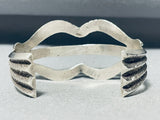 Unique Textured Vintage Native American Navajo Sterling Silver Bracelet Cuff-Nativo Arts