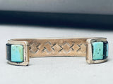 6.5 Inch Wrist Vintage Native American Navajo Hogan Inlay Sterling Silver Turquoise Bracelet-Nativo Arts