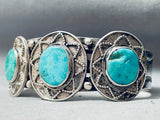 Heavy Vintage Native American Navajo Easter Blue Turquoise Sterling Silver Bracelet-Nativo Arts