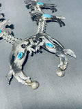Horse Native American Navajo Turquoise Sterling Silver Squash Blossom Necklace- 190 Grams-Nativo Arts
