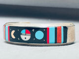 6.5 Inch Wrist Vintage Native American Navajo Turquoise Inlay Sterling Silver Bracelet-Nativo Arts